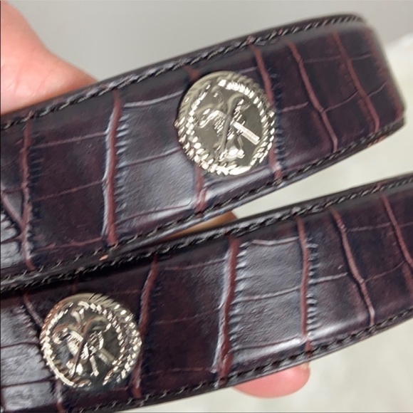 LIKE NEW Vintage belt leather alligator print leather golf buckle silver RETRO main image 5